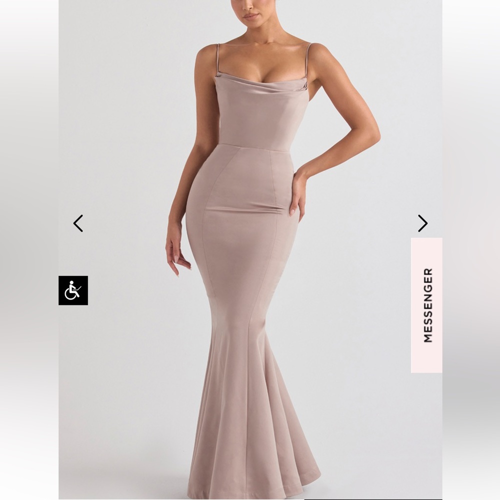 House of CB Violetta Satin Gown - Mushroom